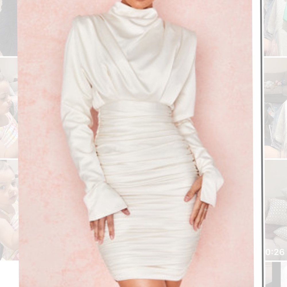 House of CB Giorgiana ivory satin mini dress M